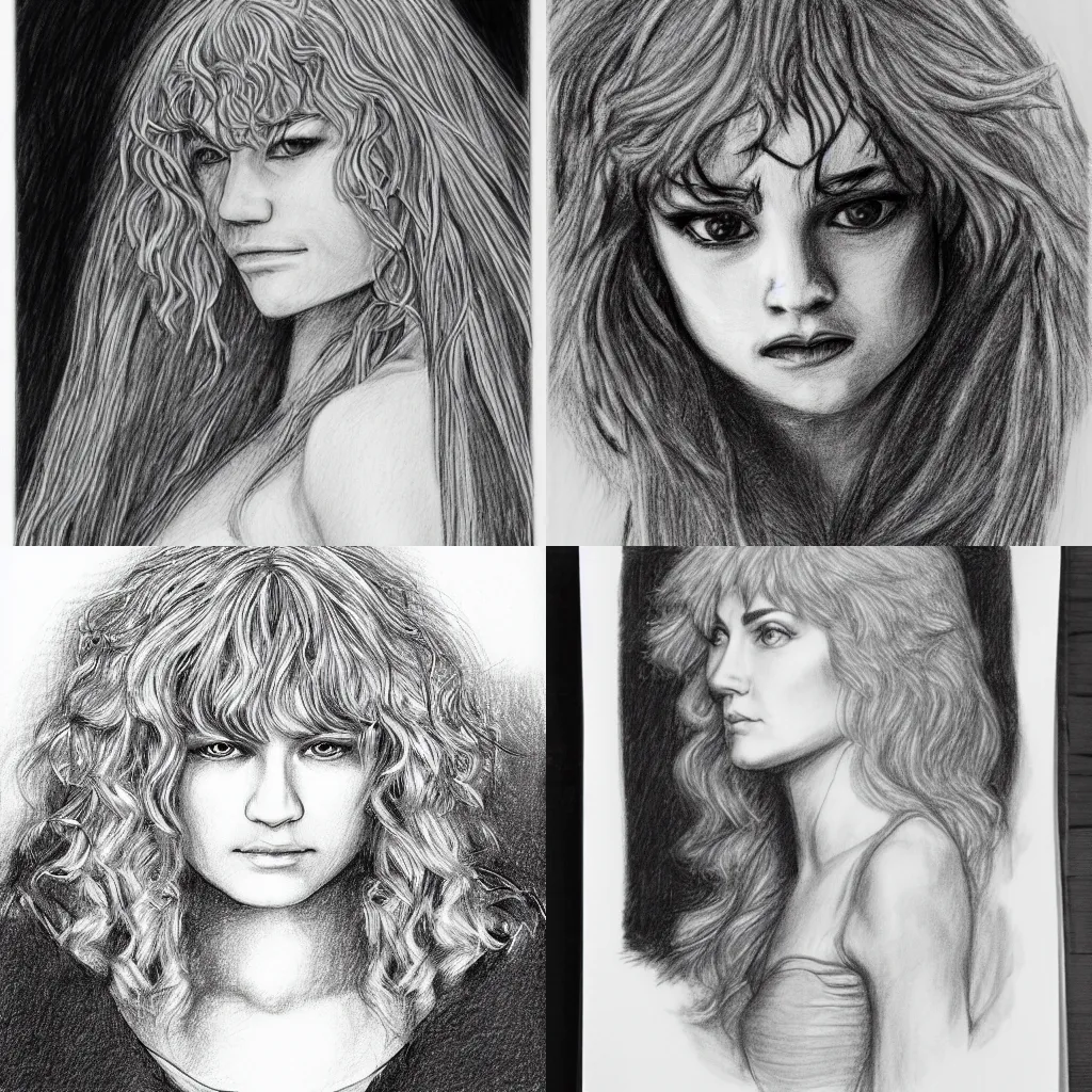 Prompt: pencil sketch of griffith, highly detailed, black and white, centered, portrait