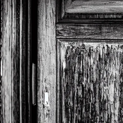 Prompt: door slightly open from the inside, horror, dark, hd, 4 k