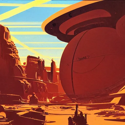 Image similar to post apocalyptic planet by syd mead