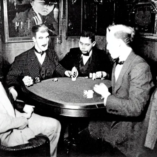 Prompt: uri - kai playing poker in a 1 9 2 2 speakeasy