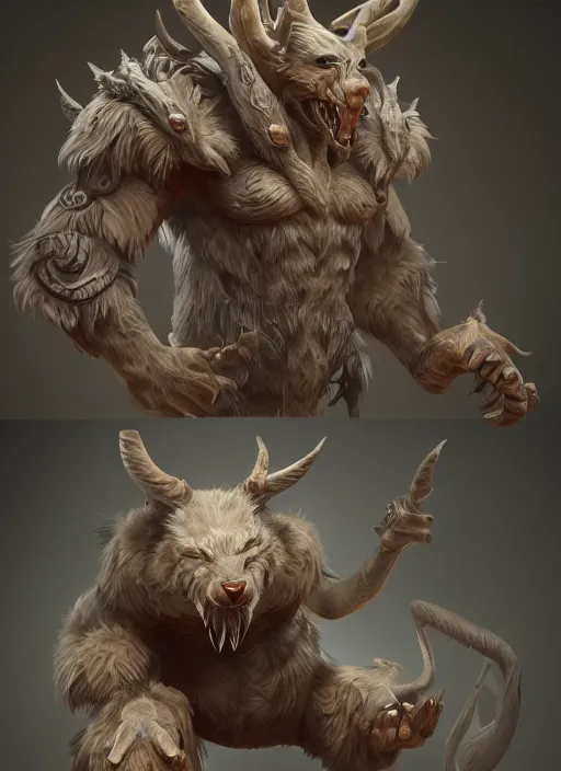 Prompt: а fantasy Proto-Slavic mythology, animals creatures inspired blizzard games, full body, detailed and realistic, 4k, top-artstation, octane render