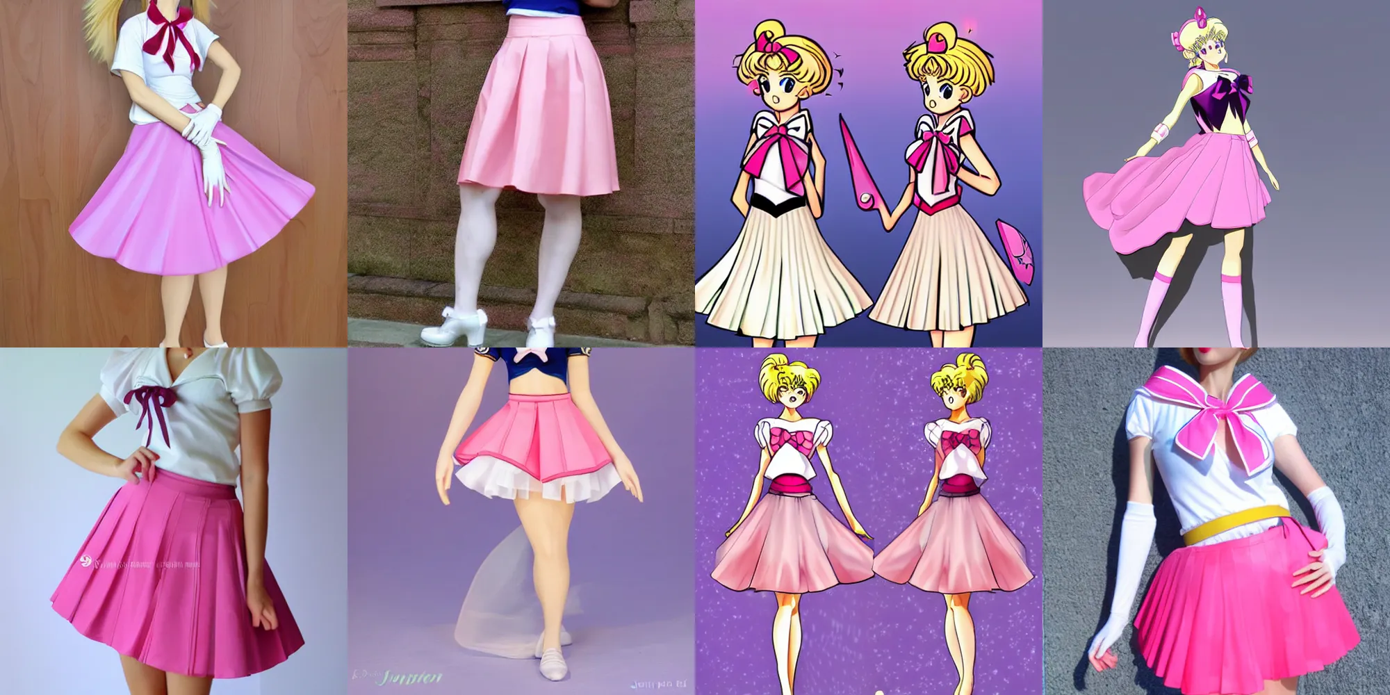 Prompt: Quality Sailor Moon Pink Feminine Skirts Pose Sailor Moon in the style of Jan Buragay