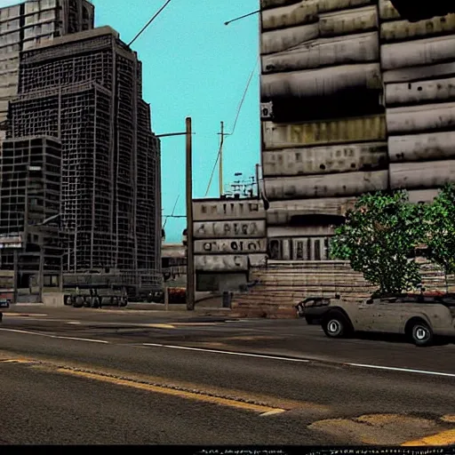 Prompt: “ a still of gojira, gta iii graphics aesthetic ”