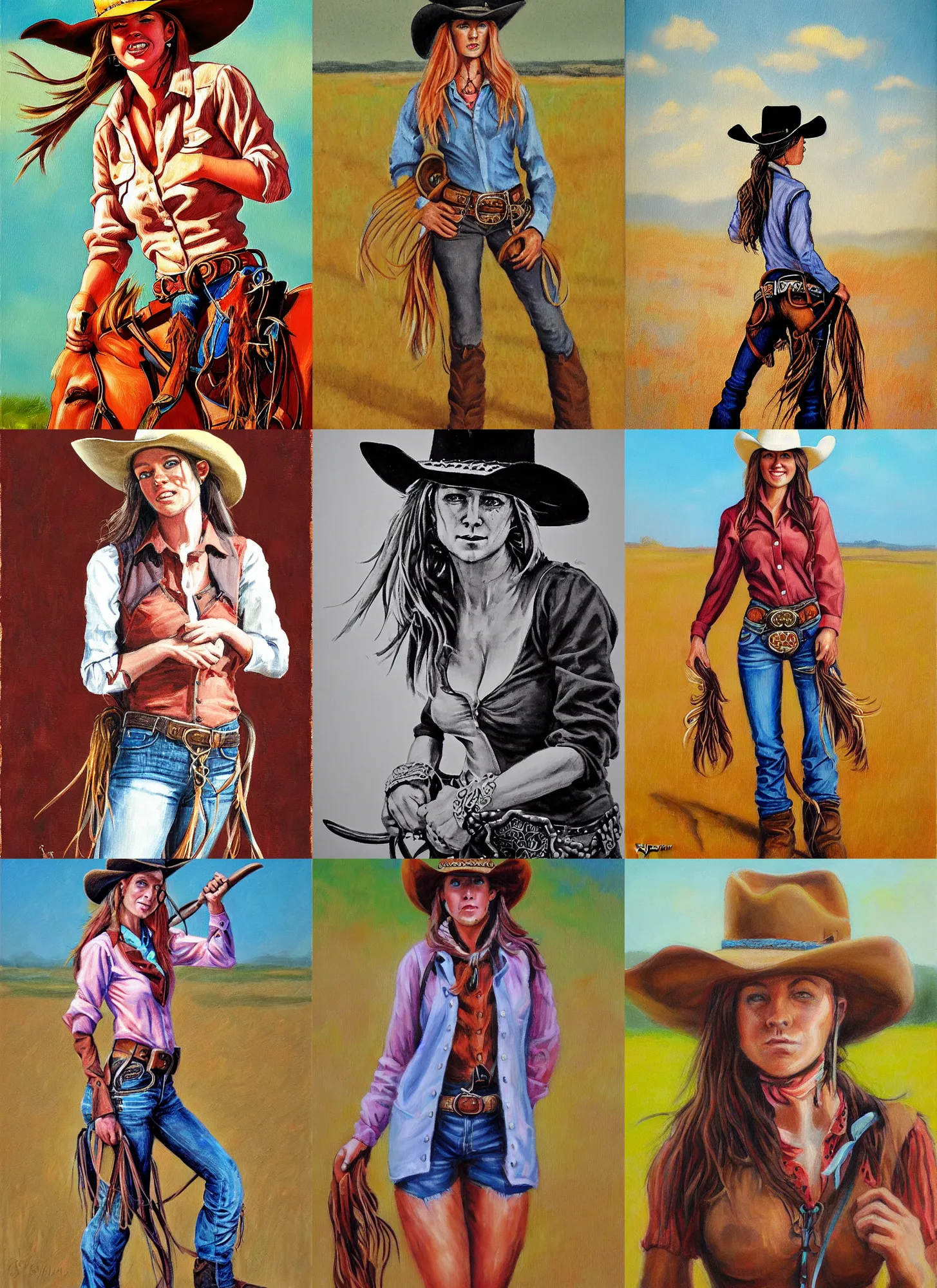 Prompt: cowgirl by stephen bliss