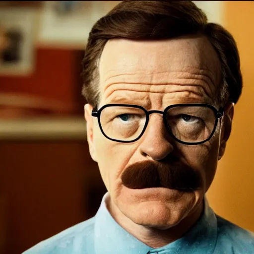 Image similar to Bryan Cranston dressed up as Ned Flanders for The Simpsons Live Action Movie film still, 4k resolution, 8k resolution, HD Quality, highly detailed, very detailed, detailed, studio quality lighting, digital art, trending on artstation, film still