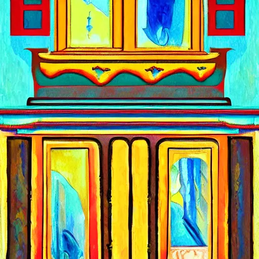 Image similar to a painting beautiful window open front view, fauvism, ornate, oil on canvas, art deco, digital illustration, colorful architectural drawing, watercolor painting, behance contest winner, vintage frame window, native art, trend in behance hd, 2 d illustration, detailed painting