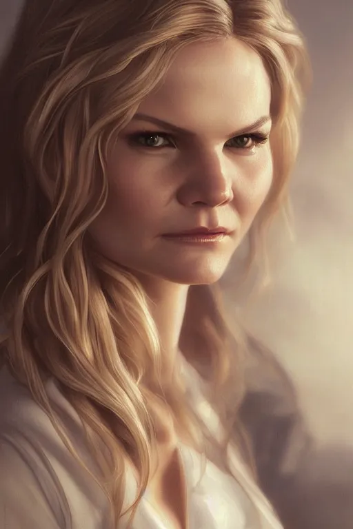 Prompt: painting of jennifer morrison,, ultra realistic, sharp details, subsurface scattering, intricate details, warm lighting, beautiful features, highly detailed, photorealistic, octane render, 8 k, unreal engine, art by artgerm and greg rutkowski and alphonse mucha