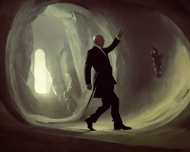 Prompt: president of poland opens a dark portal. fantasy art by greg rutkowski, gustave courbet, rosa bonheur, edward hopper. faithfully depicted facial expression, perfect anatomy, sharp focus, global illumination, radiant light, detailed and intricate environment, trending on artstation