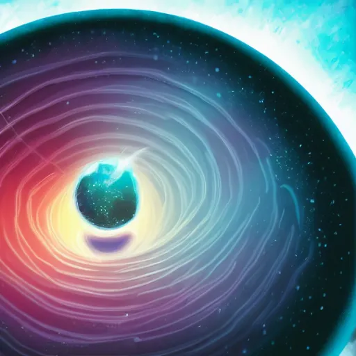 Prompt: photo of a bowl of cereal being sucked into a blackhole. digital art. highly detailed. award - winning