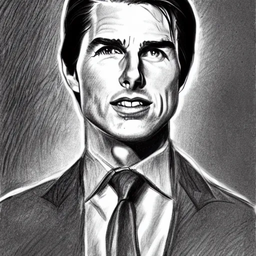 Image similar to a portrait drawing of Tom Cruise drawn by Mort drucker