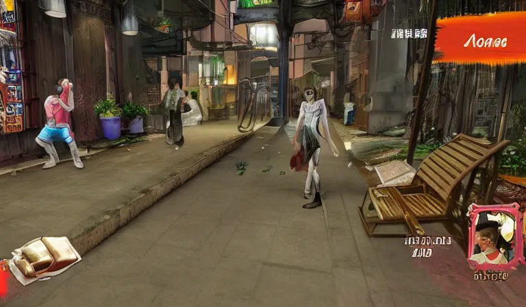 Prompt: screenshot from a first - person rpg game set in binondo