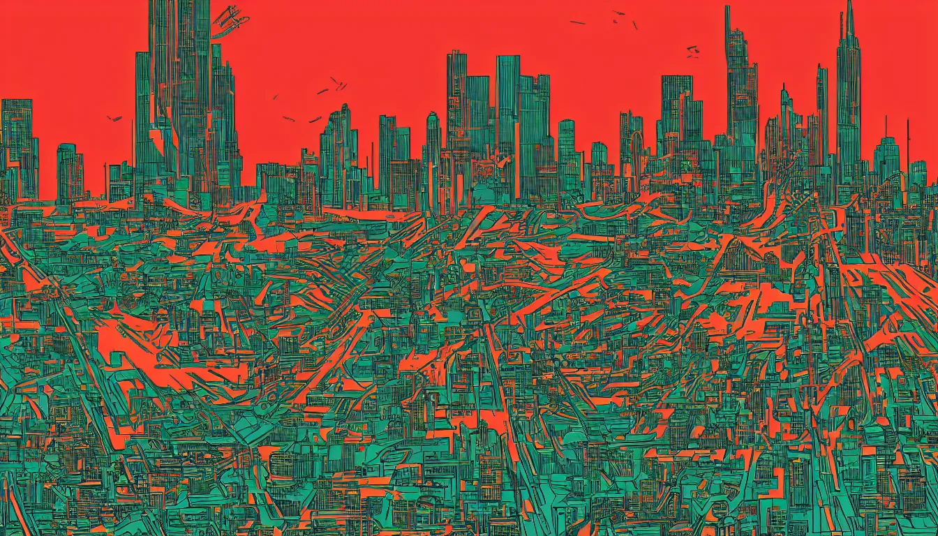 Prompt: Detroit by Kilian Eng, minimalist, detailed