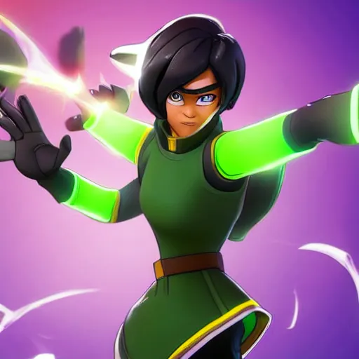 Image similar to toph beifong in fortnite, character render, full body shot, highly detailed, in game render