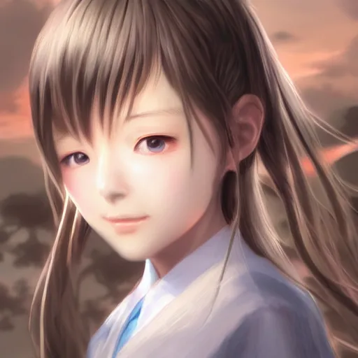 Image similar to ultra-detailed, HD semirealistic anime CG concept art digital painting of a Japanese schoolgirl, by a Chinese artist at ArtStation, by Huang Guangjian, Fenghua Zhong, Ruan Jia, Xin Jin and Wei Chang. Realistic artwork of a Chinese videogame, gentle an harmonic colors.
