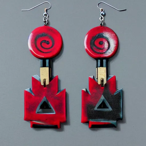 Image similar to segmented 2d earrings, horde symbols, from world of warcraft