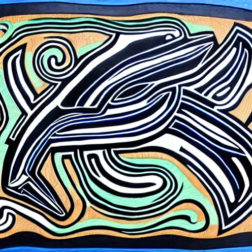 Image similar to whale. style of haida gwaii, pacific northwest coast, formline, native art, tribal art, clean