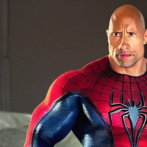 Image similar to dwayne johnson as spiderman