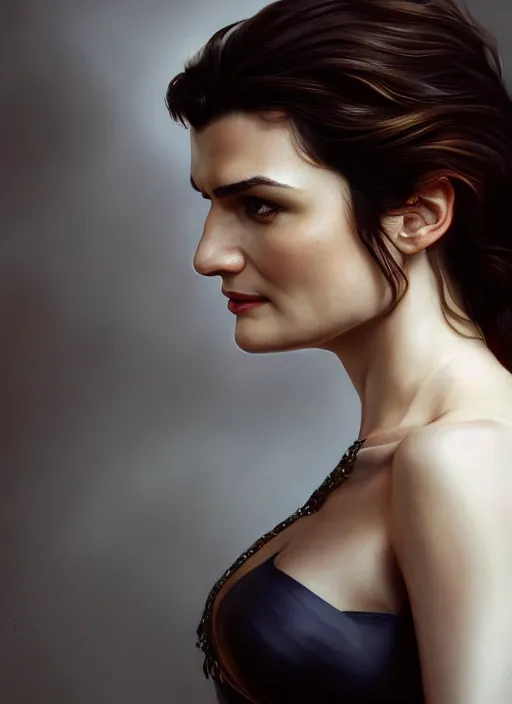 Image similar to high angle photo of rachel weisz in the style of stefan kostic, realistic, sharp focus, 8 k high definition, insanely detailed, intricate, elegant, art by stanley lau and artgerm