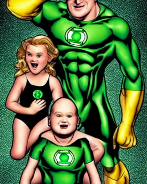Prompt: What if Honey Boo Boo became a green lantern, photographed in the style of Annie Leibovitz