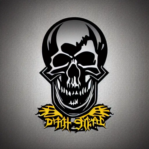 Image similar to death metal themed skull shaped microphone vector logo for a record label, dark, horrorcore, grunge, golden ratio