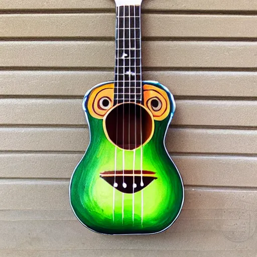 Image similar to avocado ukulele painted by von gogh