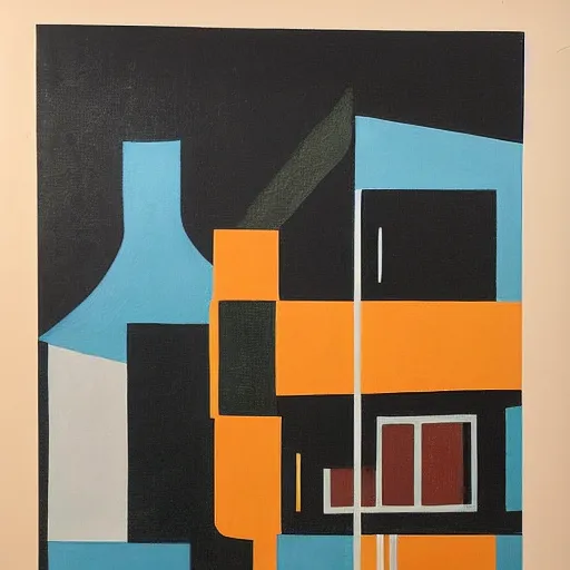 Prompt: a bauhaus style painting of a night club