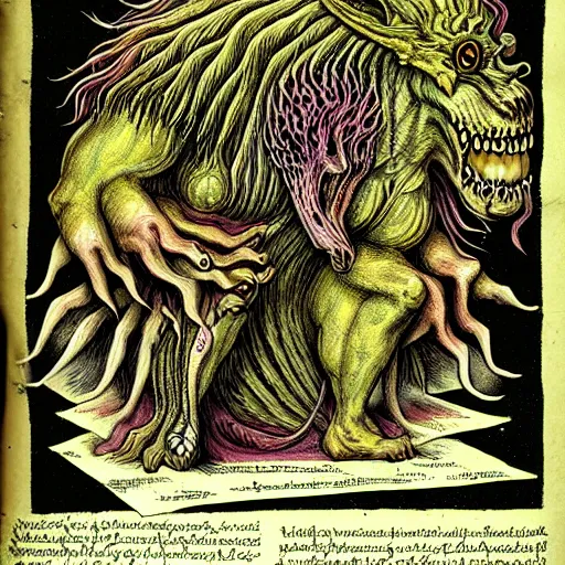 Image similar to bizarre bestiary of repressed unconscious emotional monsters and creatures