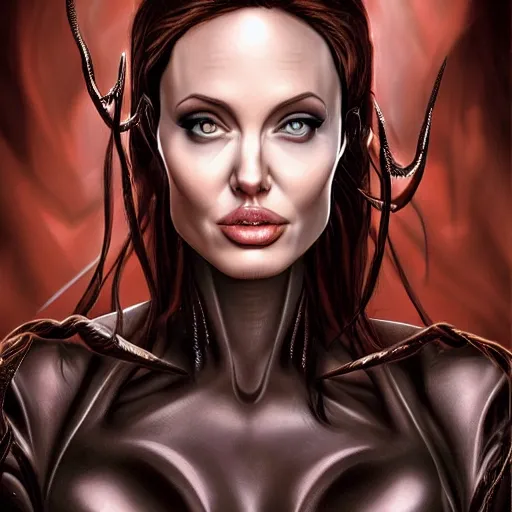 Prompt: matte painting portrait Angelina Jolie as Sarah Kerrigan queen of blades highly detailed ultra realism