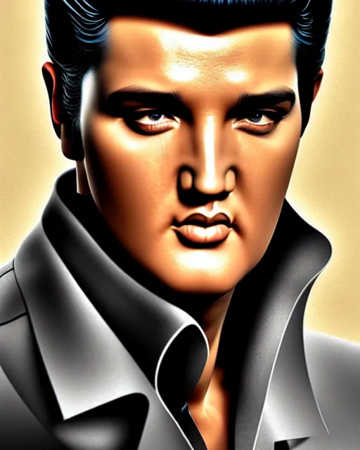 Prompt: photo of Elvis Presley in the style of stefan kostic, realistic, sharp focus, 8k high definition, insanely detailed, intricate, elegant, art by stanley lau and artgerm