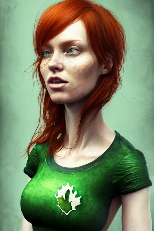 Prompt: epic professional digital art of stunningly gorgeous redhead canadian female starship barista in green top, by leesha hannigan, iris van herpen, artstation, cgsociety, wlop, epic, much wow, much detail, gorgeous, detailed, masterpiece