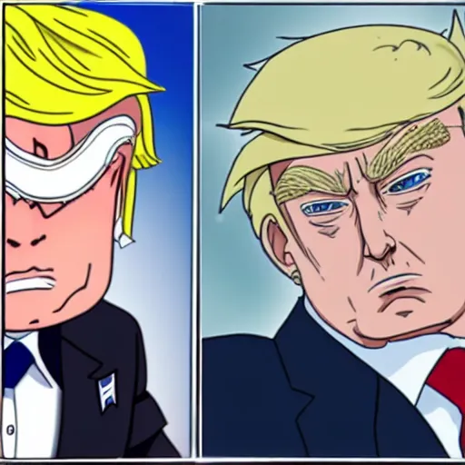 Image similar to donald trump as a main antagonist in anime