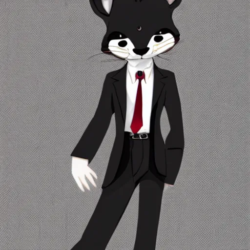 Prompt: furry ferret, anime style, formal suit