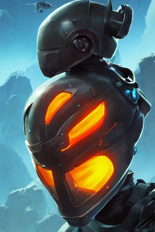 Image similar to epic mask helmet robot ninja portrait stylized as fornite style game design fanart by concept artist gervasio canda, behance hd by jesper ejsing, by rhads, makoto shinkai and lois van baarle, ilya kuvshinov, rossdraws global illumination radiating a glowing aura global illumination ray tracing hdr render in unreal engine 5