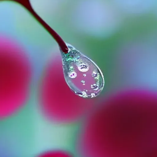 Prompt: dewdrop that shines calmly and falls like a tear of love highly detail, fine detail