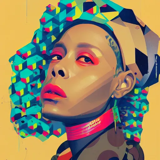 Image similar to Erykah Badu profile picture by Sachin Teng, asymmetrical, Organic Painting , Matte Painting, geometric shapes, hard edges, graffiti, street art:2 by Sachin Teng:4