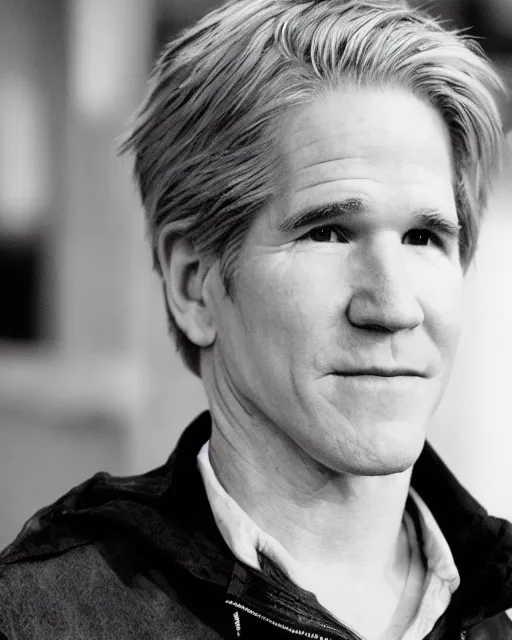 Prompt: Matthew Modine in a black and white anime