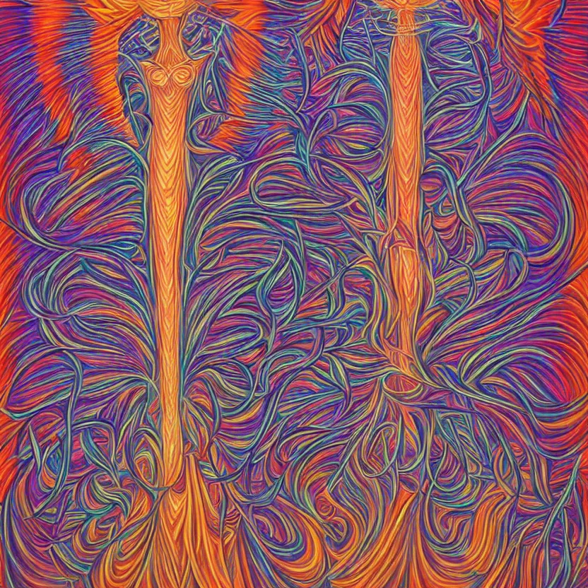 Prompt: mise en abyme, by alex grey