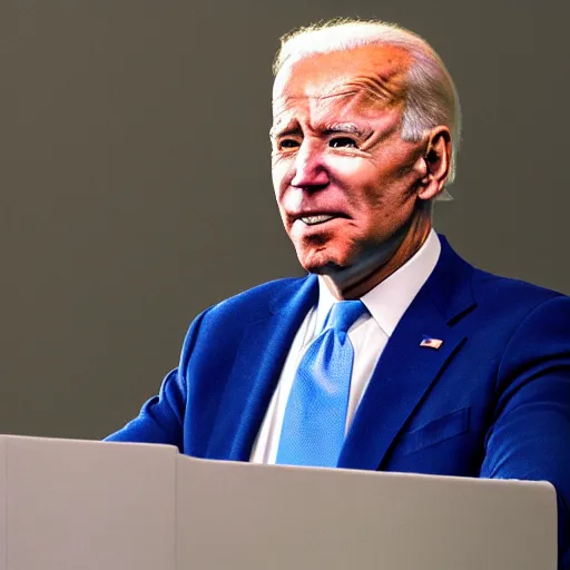 Image similar to blue joe biden with blue light blue skin blue