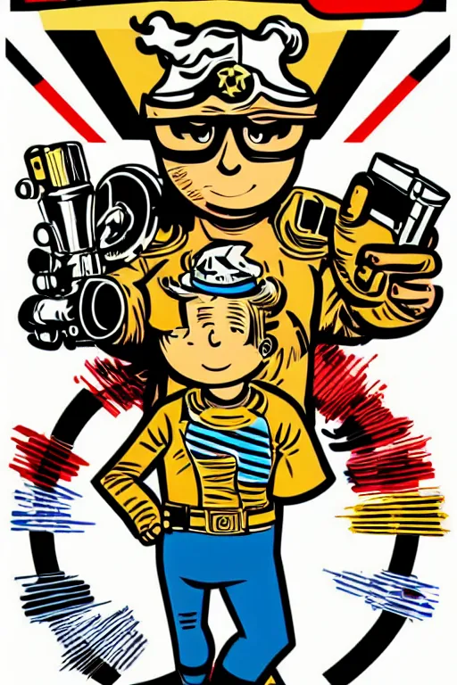 Image similar to fallout 7 6 retro futurist illustration art by butcher billy, sticker, colorful, illustration, highly detailed, simple, smooth and clean vector curves, no jagged lines, vector art, smooth andy warhol style