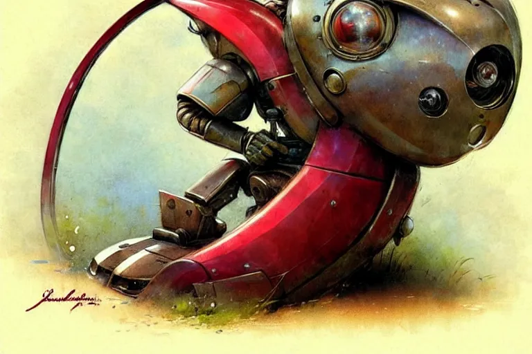 Image similar to adventurer ( ( ( ( ( 1 9 5 0 s retro future robot mouse explorer vehical. muted colors. ) ) ) ) ) by jean baptiste monge!!!!!!!!!!!!!!!!!!!!!!!!! chrome red