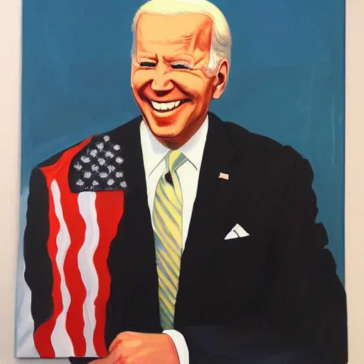 Image similar to A lovely painting of a fat joe biden