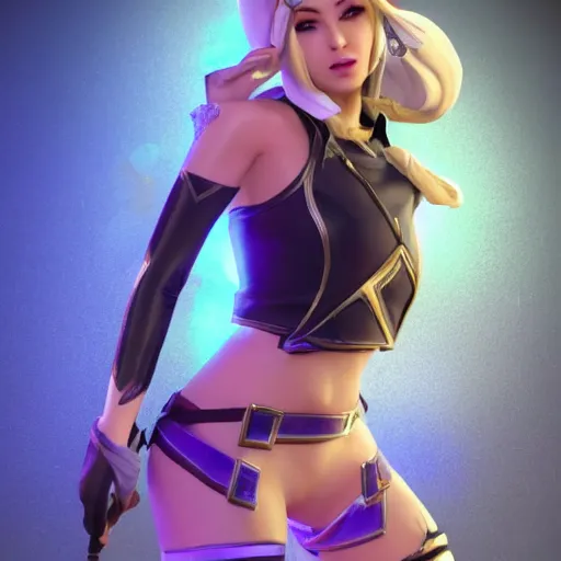 Image similar to still of pretty Ashe (League of Legends) in KDA More music video. 3d render, octane render, game art, realistic, highly detailed, trending on artstation, 4k, trending on artstation, pixar, cgsociety, unreal engine 5, redshift render, trending on artstation, blender, behance, cg