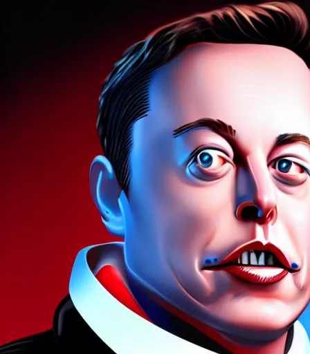 Image similar to portrait of elon musk as a robot chicken character, intense, high quality, high detail