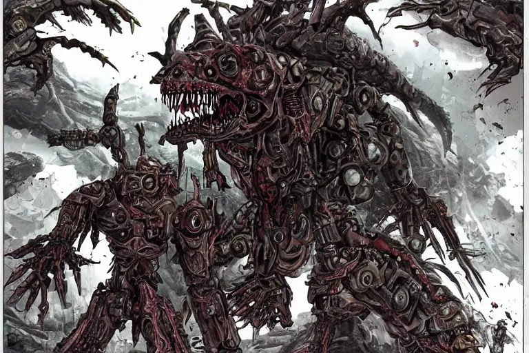 Image similar to bio zombie mecha cyborg lizard troll fearful 5 3 8 4 8 and dangerous creature in a sinister dark cave.