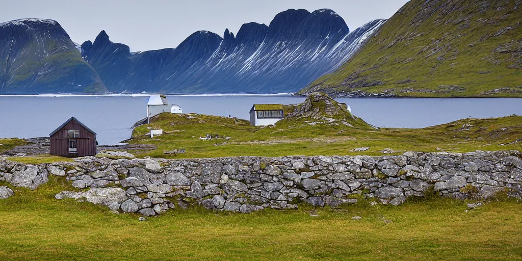 Prompt: an old house. at andøya island, northern norway.