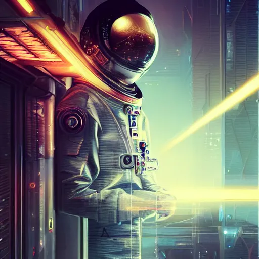 Prompt: portrait of an astronaut. full body portrait, intricate abstract. cyberpunk, intricate artwork. neon eyes, by Tooth Wu, wlop, beeple. octane render, trending on artstation, greg rutkowski very coherent symmetrical artwork. cinematic, hyper realism, high detail, octane render, 8k, minimalistic, hyperrealistic surrealism, award winning masterpiece with incredible details, a surreal vaporwave liminal space, highly detailed, trending on ArtStation