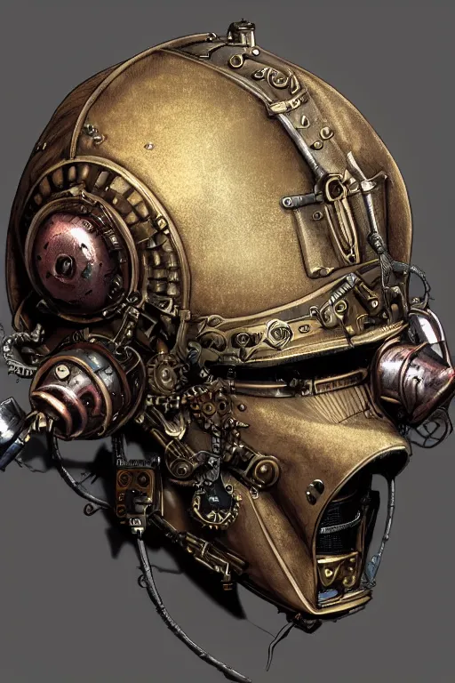 Image similar to steampunk helmet fantasy art mask robot ninja stylized digital illustration sharp focus, elegant intricate digital painting artstation concept art global illumination ray tracing advanced technology chaykin howard and campionpascale and cooke darwyn and davis jack