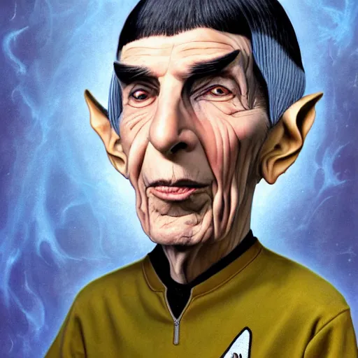 Image similar to Leonard Nimoy as Spock Funny cartoonish by Gediminas Pranckevicius H 704 and mort drucker Tomasz Alen Kopera, masterpiece, trending on artstation