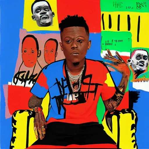 Image similar to lil boosie album cover basquiat style