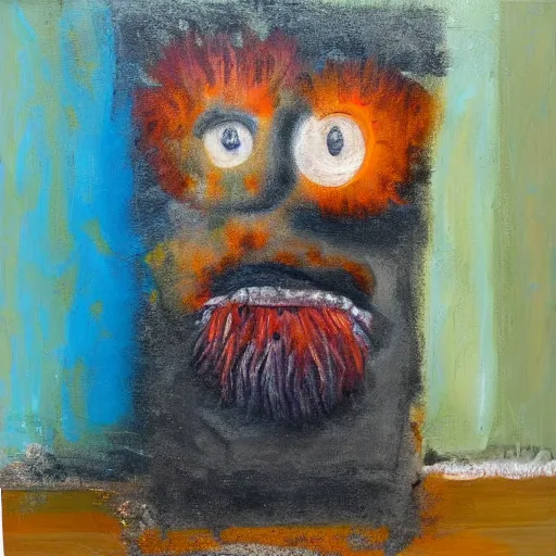 Prompt: a painting of an abstract gritty sculpture by the caretaker